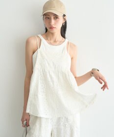 earth music&ecology 【セットアップ対応】【WEB・一部店舗限定】パッチワークレースキャミソール