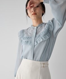 YECCA VECCA ラッフルレースブラウス