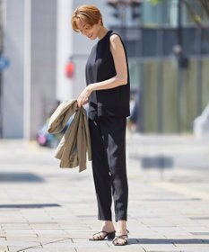 ICB 【接触冷感・UVケア・速乾・洗える】FluidBackSatin ドロストパンツ