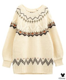 earth music&ecology 【予約】Disney/ミッキー刺繍ノルディックニットチュニック