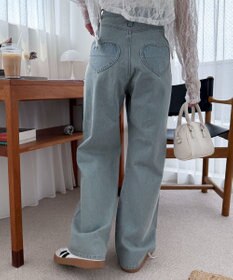 WEGO ハートポケットストレートデニムパンツ