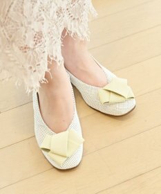 nouvelleRobe Oū サイズ追加【本革・高反発】Big Ribbon スクエアトゥ パンプス