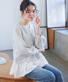 Tiaclasse ツイードコンビフレアチュニック