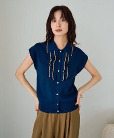 YECCA VECCA 配色フリルカーディガン