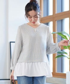 Tiaclasse ツイードコンビフレアチュニック