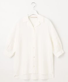 自由区 L 【洗える】ピンタックスリーブ ブラウス