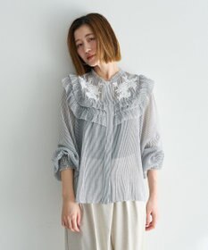 YECCA VECCA ラッフルレースブラウス