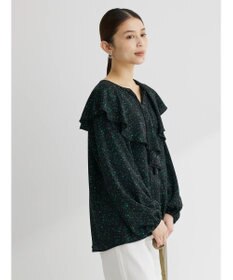 Green Parks 柄アソートラッフル衿ブラウス