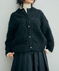 muuc アルパカモヘヤ模様編みカーディガン