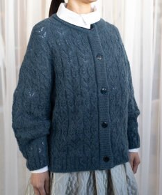 muuc アルパカモヘヤ模様編みカーディガン