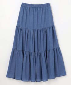 ANY 【ウエストゴム】シャンブレーライクティアード スカート