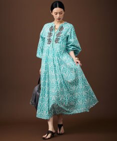 自由区 S ダマスクプリントエンブロイダリー ワンピース