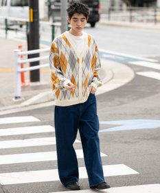 WEGO リラックスフィットパターンカーディガン