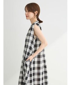 Green Parks インド綿 ギンガムチェックノースリーブワンピース