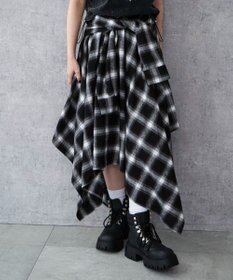 WEGO ネルシャツライクイレヘムロングスカート