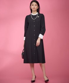 組曲 S 【KUMIKYOKU NAVY】ウーステッドライククロス シャツワンピース