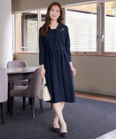 Tiaclasse L 【ダブルクロス・洗える】 ナローVネックワンピース