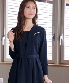 Tiaclasse L 【ダブルクロス・洗える】 ナローVネックワンピース