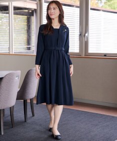 Tiaclasse L 【ダブルクロス・洗える】 ナローVネックワンピース