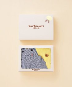 MIKI HOUSE HOT BISCUITS ストライプ柄 ジャンパースカート＆ワンポイント半袖Tシャツギフトセット【BOX付き】