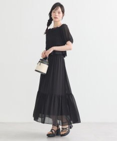 earth music&ecology ＳＥＴ２点フロッキードットブラウス＋スカート