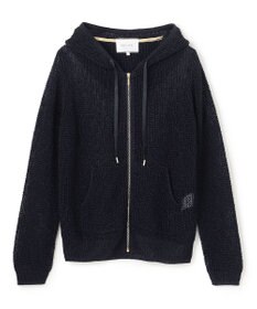 BEIGE， OPTICAL / ペーパーヤーンフーディージップニット