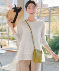 Tiaclasse L 花柄カットレースフレアトップス