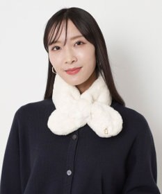 MOONBAT FURLA（フルラ）プチリボンマフラー  アーチロゴ フェイクファー