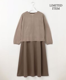 自由区 【WEB限定・洗える】シアーカーデ×ジャージードレス セット