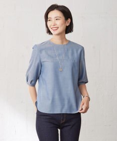 J.PRESS LADIES 【洗える】ウォッシャブルキュプラツイル タックスリーブ ブラウス