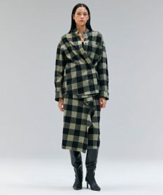 BEIGE， HOBBS / ウールチェックカシュクールブラウス