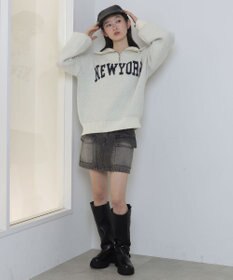 WEGO フラッフィーハーフジップニット