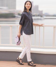 J.PRESS LADIES 【洗える】ラミーポプリン 前開き ブラウス