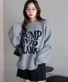 WEGO 【2025年秋冬新作】フラッフィーグラフィックニットBIGプルオーバー