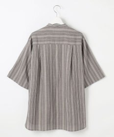 自由区 S 【カタログ掲載・セットアップ対応・洗える】リネンビスコースストライプ シャツ
