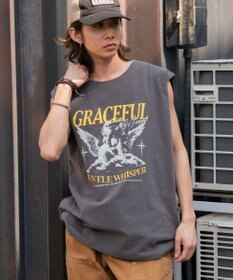 WEGO 【ユニセックス着用ITEM/MLサイズ展開】ヴィンテージライクグラフィックノースリーブ