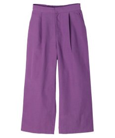 Green Parks 綿麻混タックストレートワイドパンツ