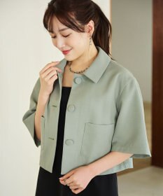 #Newans 【シワになりにくい】〈花乃まりあさんコラボ〉クロップドシャツジャケット