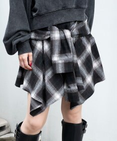 WEGO ネルシャツライクイレヘムミニスカート