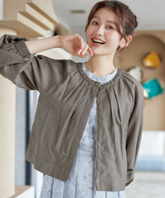 Tiaclasse L 麻調襟ギャザーシアーブルゾン