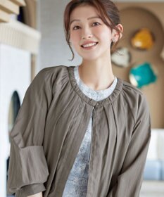 Tiaclasse L 麻調襟ギャザーシアーブルゾン