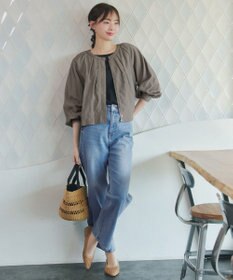 Tiaclasse L 麻調襟ギャザーシアーブルゾン