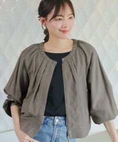 Tiaclasse L 麻調襟ギャザーシアーブルゾン