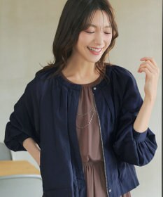 Tiaclasse L 麻調襟ギャザーシアーブルゾン