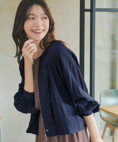 Tiaclasse L 麻調襟ギャザーシアーブルゾン