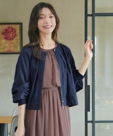 Tiaclasse L 麻調襟ギャザーシアーブルゾン