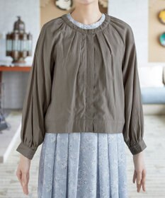 Tiaclasse L 麻調襟ギャザーシアーブルゾン