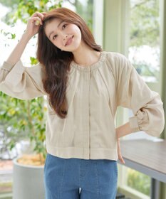 Tiaclasse L 麻調襟ギャザーシアーブルゾン