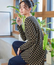 Tiaclasse L 花柄カットレースフレアトップス