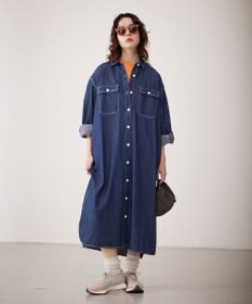 J.PRESS YORK STREET 【WOMEN】デニムロングシャツ ワンピース